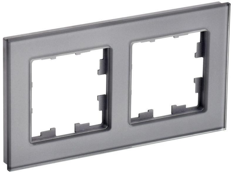 рамка 2-м brite ру-2-2-брсе стекло сер. iek br-m22-g-k03 от BTSprom.by