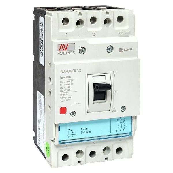 выключатель автоматический 80а 80ка av power-1/3 tr averes ekf mccb-13-80h-tr-av от BTSprom.by