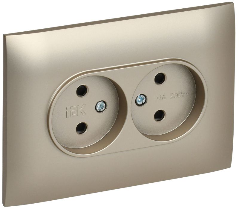 розетка 2-м skandy 10а без заземл. защ. шторки в сборе sk-r09sh шампань iek sk-r23-10-k37-f от BTSprom.by