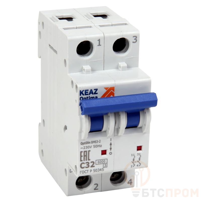 Выключатель автоматический модульный 2п D 6А 10кА OptiDin BM63-2D6-10-ОМ4-РЕГ КЭАЗ 390451 фото в каталоге от BTSprom.by  Выключатель автоматический модульный 2п D 6А 10кА OptiDin BM63-2D6-10-ОМ4-РЕГ КЭАЗ 390451 фото в каталоге от BTSprom.by