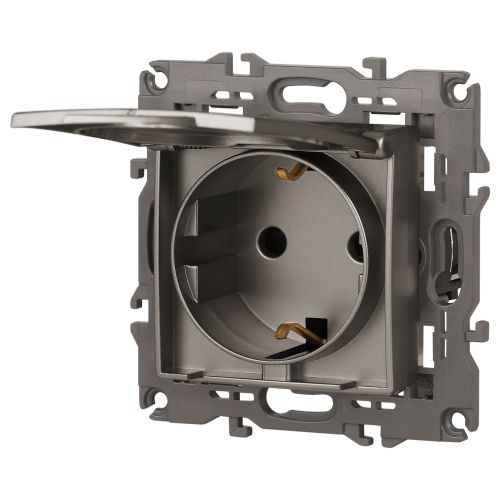  Розетка Elegance 14-2103-16 16А 250В 2P+E Schuko защ. шторки с крышкой титан Эра Б0065811 фото в каталоге от BTSprom.by