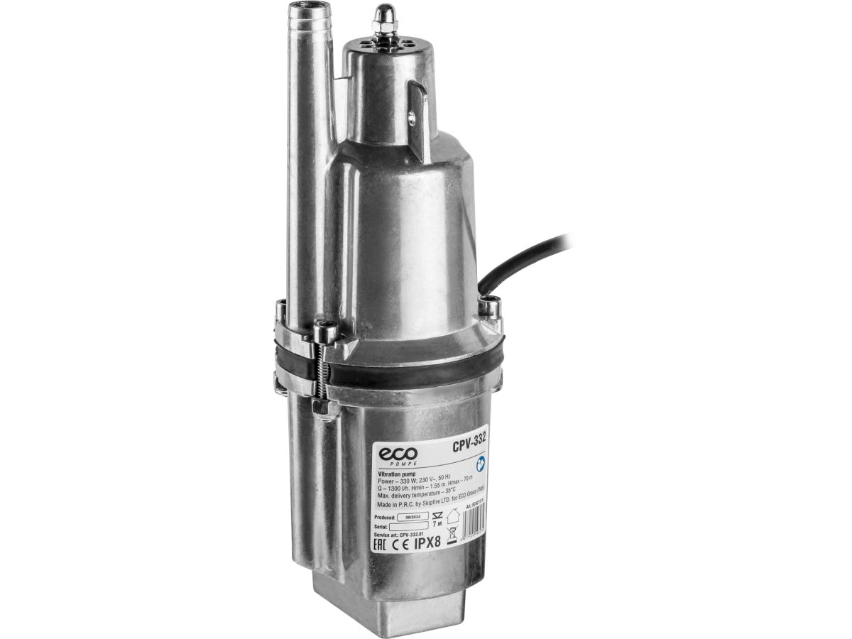 насос вибрационный eco cpv-332 (25м, верхний забор) (330вт, 1300 л/ч, пров. 25м 3х0,75 мм2, аналог насоса ручеек) ec4213-5 от BTSprom.by