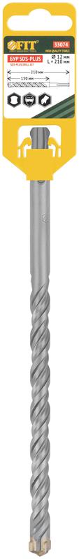  Бур по бетону SDS-PLUS профи крестообразная вставка двойная спираль 12х210мм FIT 33074 фото в каталоге от BTSprom.by