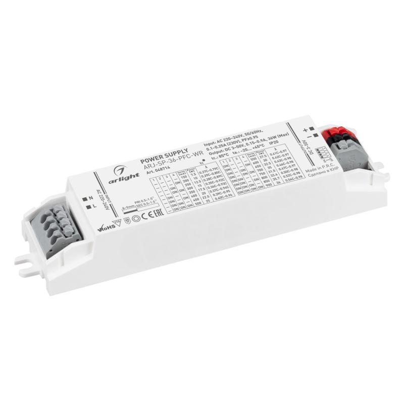 блок питания arj-sp-36-pfc-wr 36вт 3-50в 0.15-0.9а ip20 пластик arlight 048714 от BTSprom.by
