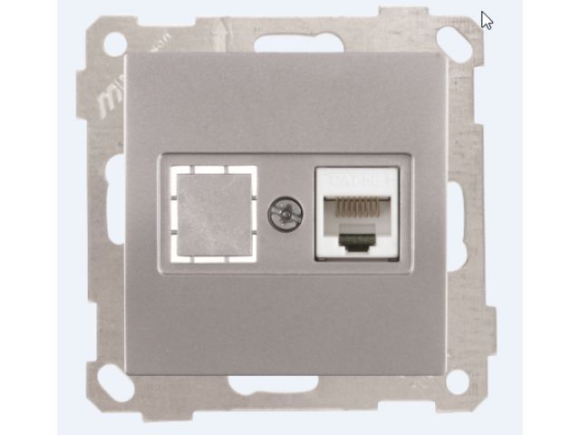розетка компьютерная 1xrj45 (cat5e, скрытая, без рамки) серебро, daria, mutlusan ((rj 45)   8-pin, соединения типа 568a или 568b) 2100 136 0182 от BTSprom.by
