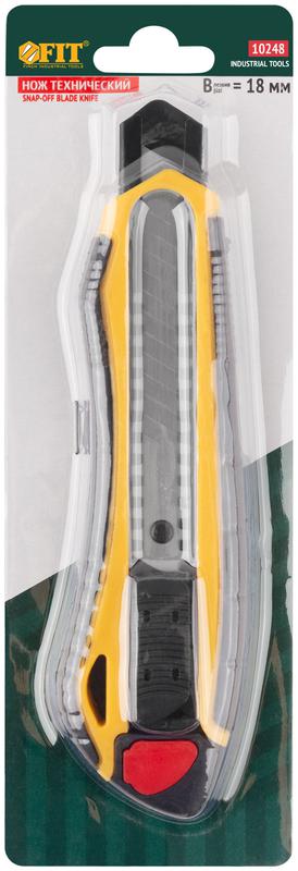  Нож технический 18мм усиленный прорезиненный 2-х сторонняя автофиксация FIT 10248 фото в каталоге от BTSprom.by
