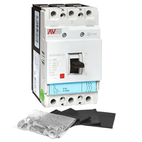  Выключатель автоматический 3п 80А 35кА AV POWER-1/3 TR AVERES EKF mccb-13-80-TR-av фото в каталоге от BTSprom.by