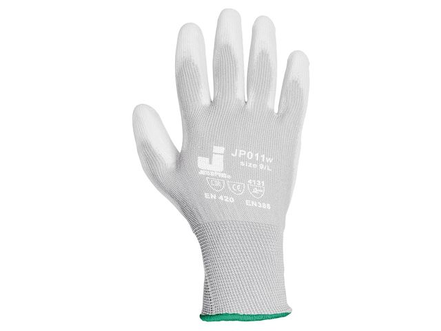 перчатки нейлон, полиуретановое неполн. покрытие, р.l, белые, jeta safety jp011w-l от BTSprom.by