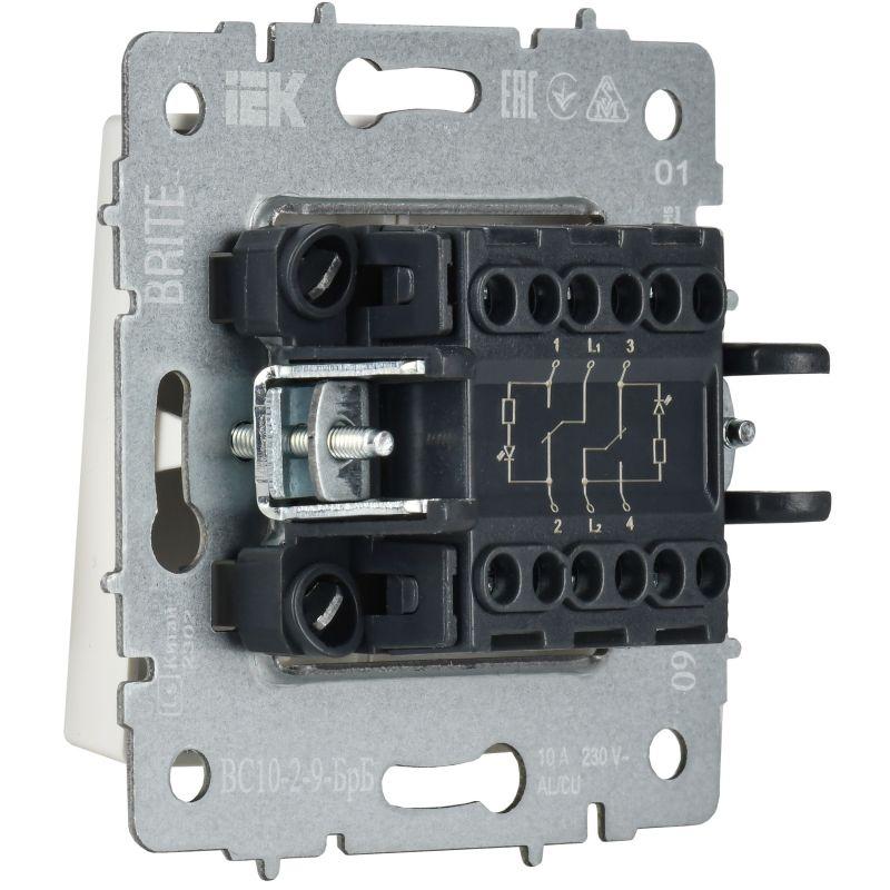  Выключатель 2-кл. BRITE 10А ВС10-2-9-БрБ для отелей с индик. механизм бел. IEK BR-V20-2-10-K01 фото в каталоге от BTSprom.by