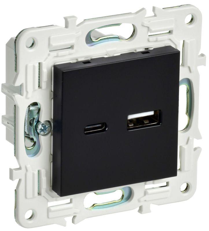 розетка usb a+c 18вт skandy sk-r13bl черн. iek sk-u22-018-k02 от BTSprom.by