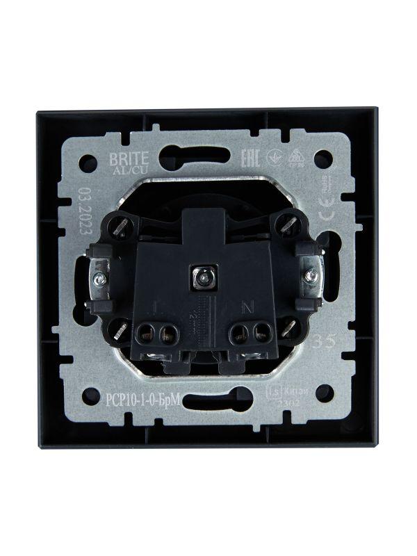  Розетка СП BRITE РСР10-1-0-БрМ 10А в сборе без заземл. без защ. шторок маренго IEK BR-R10-10-K35-F фото в каталоге от BTSprom.by