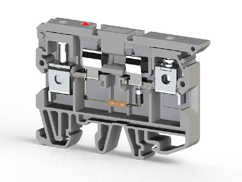 клеммник с держ. предохр. (5х20 5х25) с индикацией 110в ac на din-рейку 6кв.мм сер. ask 2ld (110 vac) klemsan 351519 от BTSprom.by