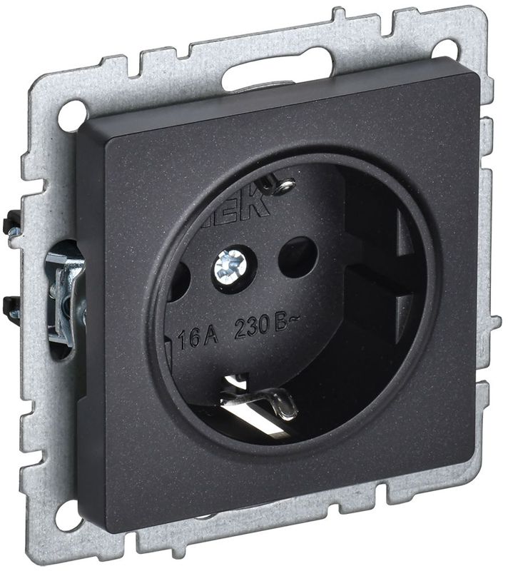 розетка brite рс14-1-0-брч 16а с заземл. защ. шторки механизм черн. iek br-r14-16-k02 от BTSprom.by