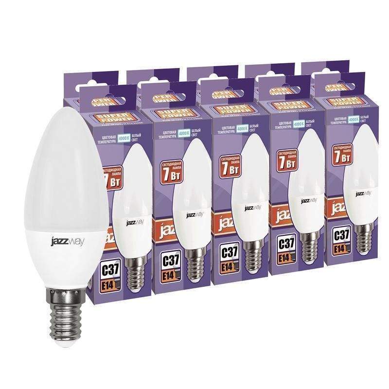 лампа светодиодная pled-sp 7вт c37 4000к нейтр. бел. e14 230в 50гц (уп.10шт) jazzway 5018891 от BTSprom.by
