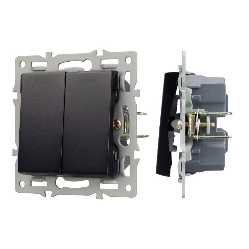 механизм выключателя двухклавишный непроходной swt-mk02-pl-bk (250в 16а) arlight 043725 от BTSprom.by