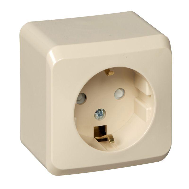розетка 1-м оп этюд 16а ip20 250в с заземл. защ. шторки крем. se pa16-004k от BTSprom.by