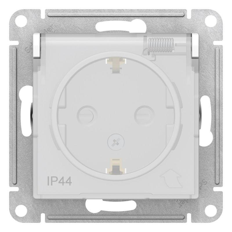 розетка 1-м сп atlasdesign aqua 16а ip44 с заземл. защ. шторки с крышкой механизм бел. se atn440146 от BTSprom.by