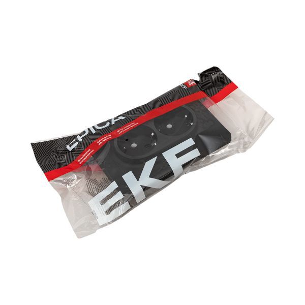  Розетка 2-м СП Эпика 16А с заземл. без защ. шторок с рамкой механизм черн. EKF UP1-SOB-210 фото в каталоге от BTSprom.by