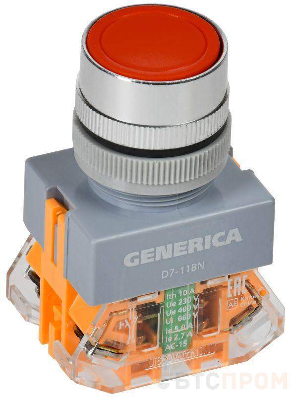 Кнопка D7-11BN d22мм 1НО+1НЗ красн. GENERICA BBT50-11BN-3-22-K04-G фото в каталоге от BTSprom.by  Кнопка D7-11BN d22мм 1НО+1НЗ красн. GENERICA BBT50-11BN-3-22-K04-G фото в каталоге от BTSprom.by