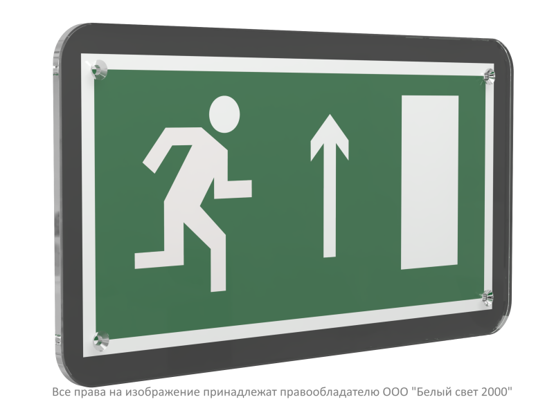 знак безопасности ps-33186-black.e11 "направление к эвакуационному выходу прямо (прав.)" белый свет a32967 от BTSprom.by
