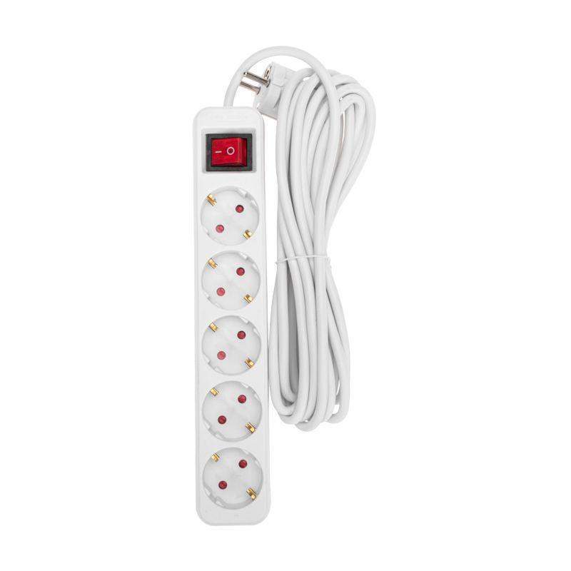 удлинитель 5х5м с заземл. standard 3х1кв.мм с выкл. бел. rexant 13-4033 от BTSprom.by