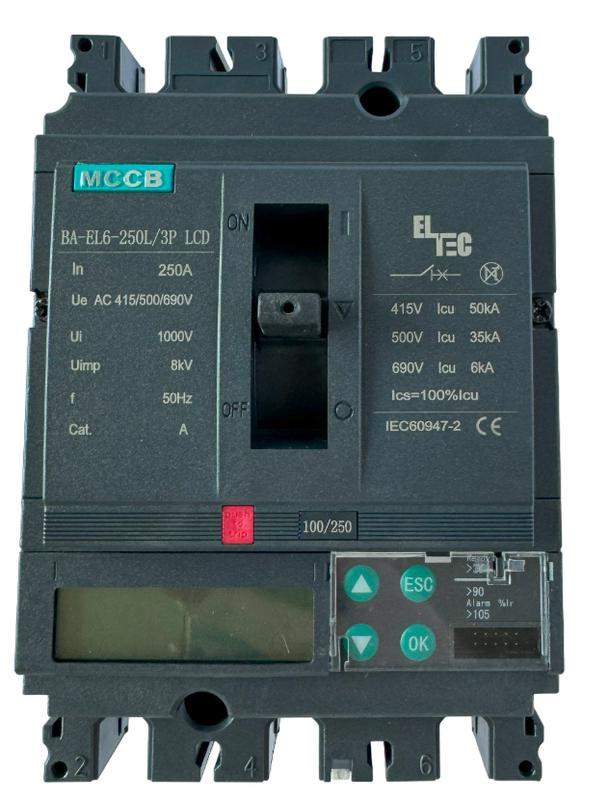  Выключатель автоматический MCCB BA-EL6-250L/3P 250А LCD (электронный Micrologic 5.0А ICU:50KA) ELTEC 1351250 фото в каталоге от BTSprom.by