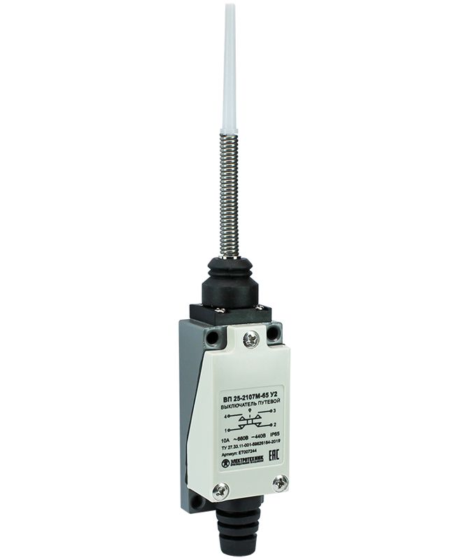 выключатель путевой вп 25-2107м-65 у2 1но+1нз 3а ip65 рычаг пружинный с пластик. наконечником безинерционный 21х56мм электротехник et007244 от BTSprom.by