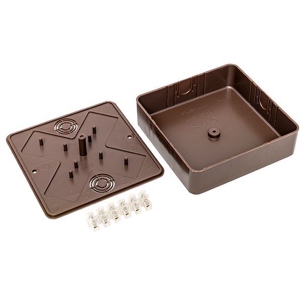  Коробка разветвительная КМР-030-032кг 100х100х28 с клеммником темн. дер. EKF plc-kmr-030-032kg-t фото в каталоге от BTSprom.by