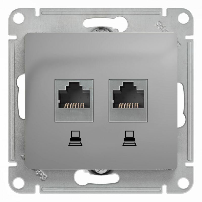 розетка компьютерная 2-м glossa rj45 кат.5e механизм алюм. se gsl000385kk от BTSprom.by