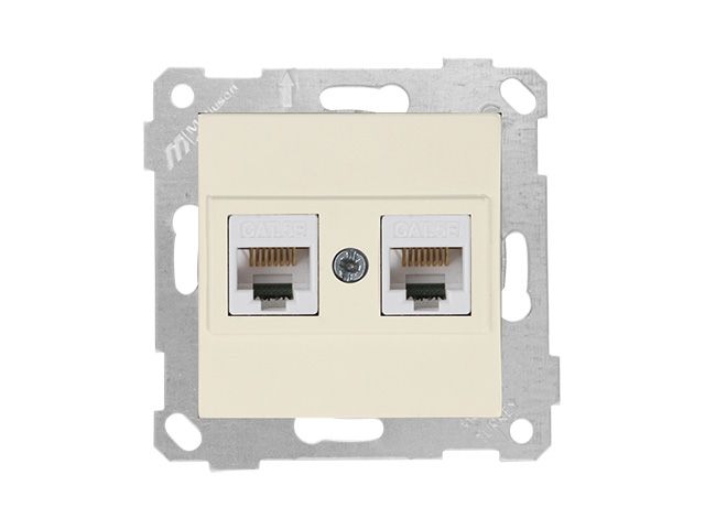 розетка компьютерная 2xrj45 (cat5e, скрытая, без рамки) кремовая, rita, mutlusan 2200 138 0102 от BTSprom.by