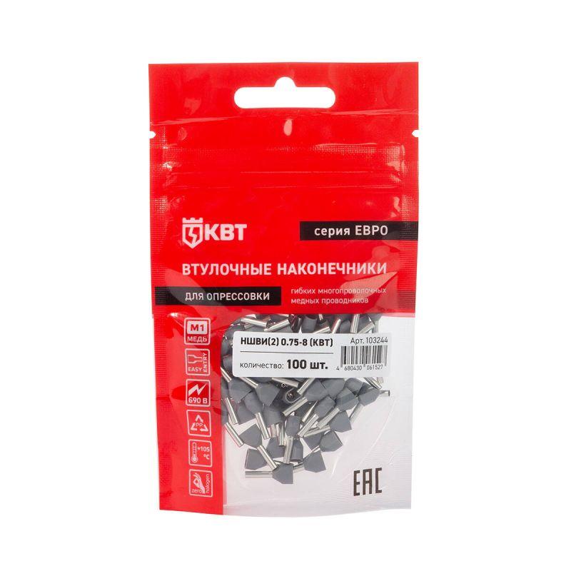  Наконечник штыревой втулочный изолированный НШВИ(2) 0.75-8 ЕВРО сер. КВТ 103244 фото в каталоге от BTSprom.by
