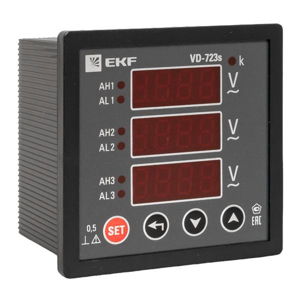 вольтметр цифровой vd-723s на панель 72х72 (квадратный вырез) 3ф в коротком корпусе proxima ekf vd-723s от BTSprom.by
