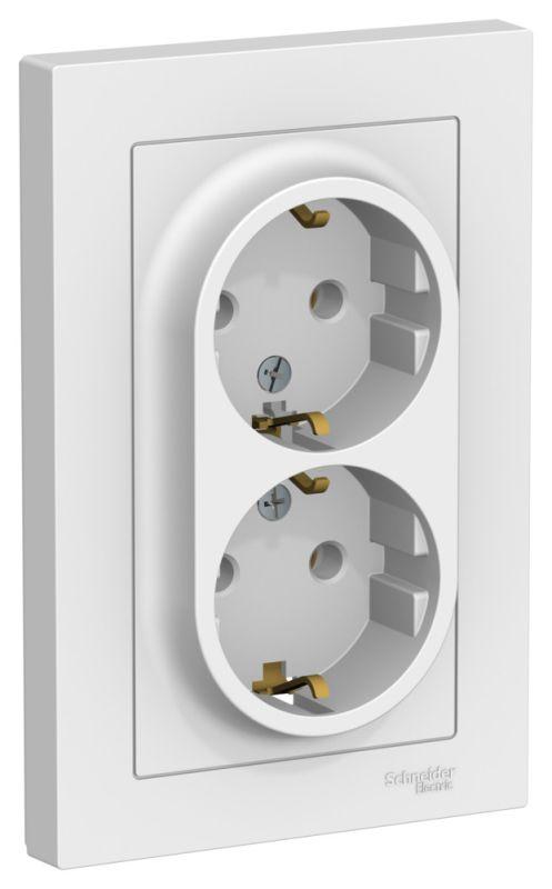 розетка двойная atlasdesign с заземл. 16а в сборе лотос se atn001324 от BTSprom.by