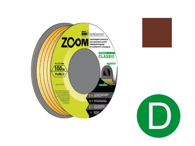 уплотнитель "d" коричневый 9x7,5мм сдвоенный профиль (2х50м) zoom classic 02-2-4-103 от BTSprom.by
