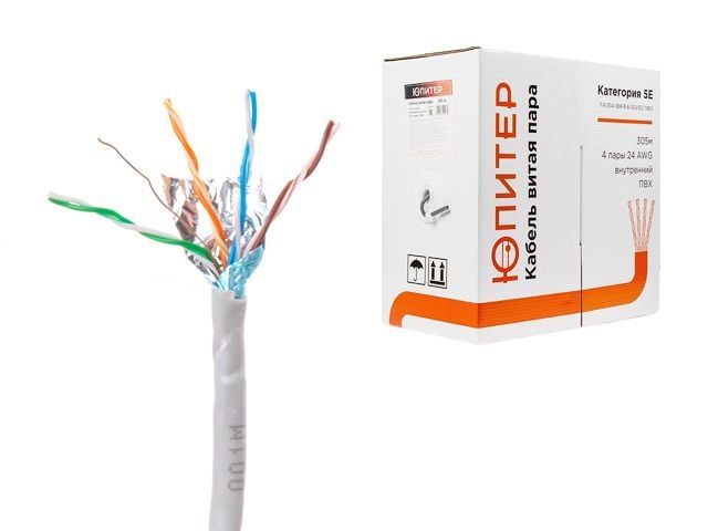 кабель витая пара f/utp cat5e 4х2х24awg (0.51мм) 305м, медь, внутр. (пвх) юпитер (юпитер) jp3010 от BTSprom.by
