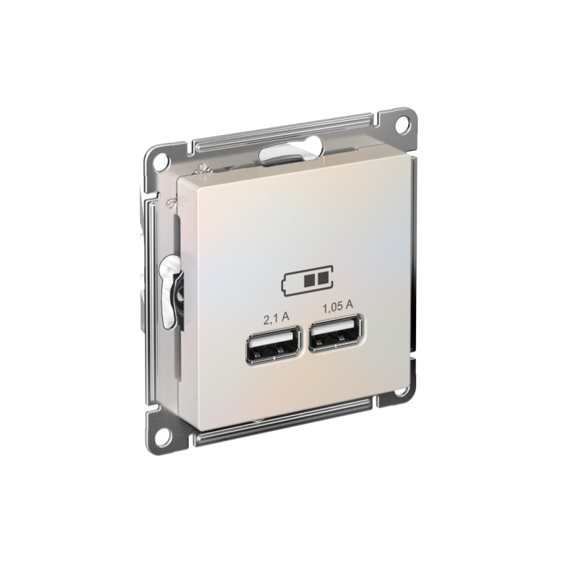 розетка usb atlasdesign тип a+a 5в 1х2.1а 2х1.05а механизм жемчуж. se atn000433 от BTSprom.by