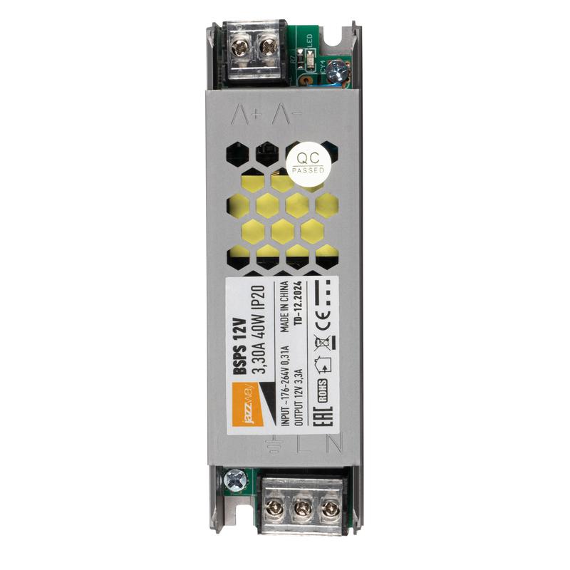блок питания для светодиодной ленты 40вт 3.3а 12в ip20 bsps метал. jazzway 3329334a от BTSprom.by