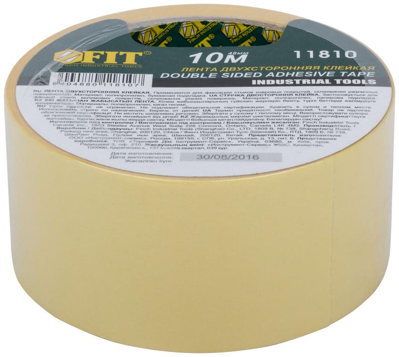  Лента-скотч клейкая двусторонняя 48ммх10м FIT 11810 фото в каталоге от BTSprom.by