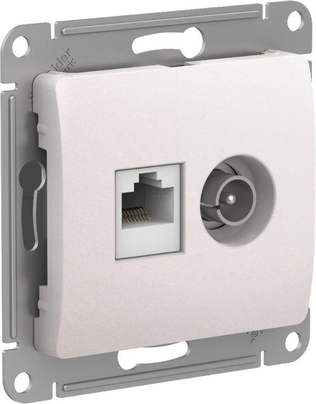 розетка компьютерная + телевизионная 2-м glossa rj45 кат.5e + tv механизм перламутр se gsl000689 от BTSprom.by