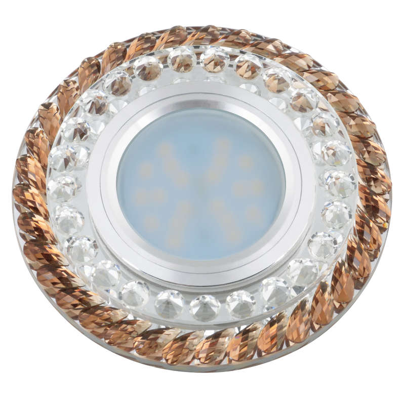 светильник декоративный luciole dls-l132 gu5.3 chrome/brown gu5.3 встраив. доп. светодиод. подсветка 3вт без лампы основание метал. хром отделка стекло корич. fametto ul-00002717 от BTSprom.by