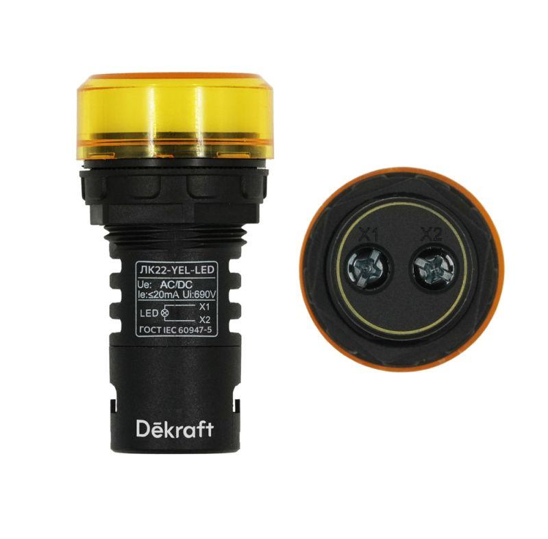 лампа коммутационная adds лк-22 d22мм 220в желт. led dekraft 25004dek от BTSprom.by