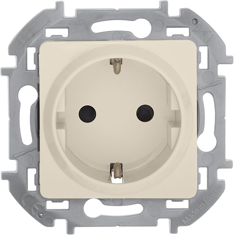  Розетка 1-м СП Inspiria 16А IP20 250В 2P+E защ. шторки немецк. стандарт механизм сл. кость IEK 673731 фото в каталоге от BTSprom.by