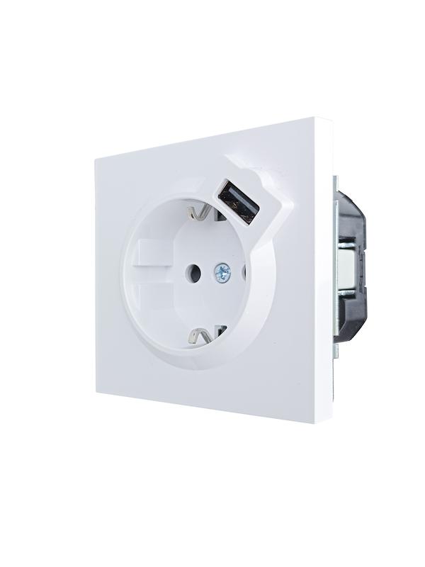  Розетка 1-мест. с/з+USB разъем ZIMA IP20 бел. LEZARD 704-0288-181 фото в каталоге от BTSprom.by