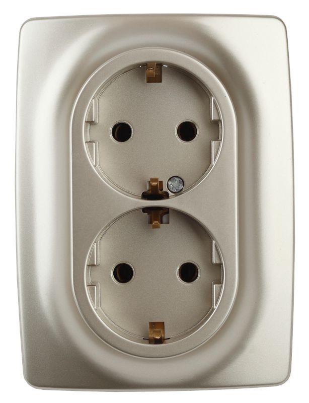 розетка 2-м сп эра12 12-2108-04 16а ip20 250в 2х2p+e schuko защ. шторки шампань эра б0036445 от BTSprom.by
