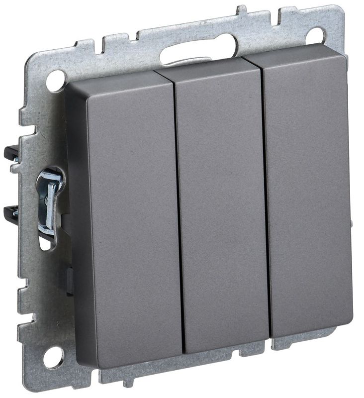 выключатель 3-кл. сп brite вс10-3-0-брс 10а механизм сталь iek br-v30-0-10-k46 от BTSprom.by