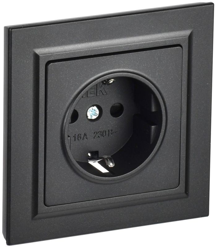 розетка сп brite рср14-1-0-брч 16а в сборе с заземл. защ. шторки черн. iek br-r14-16-k02-f от BTSprom.by