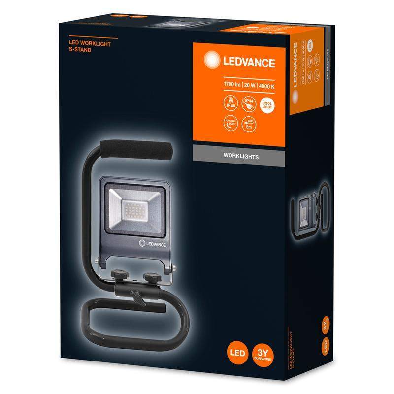 прожектор светодиодный worklight 20вт 1700лм 4000к нейтр. бел. переносной с ручкой сер. ledvance 4058075213838 от BTSprom.by