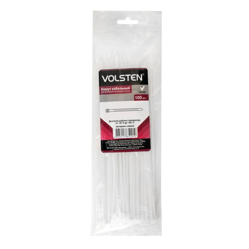 хомут кабельный v02-1w-4.8х200-100 4.8х200 нейл. бел. (уп.100шт) volsten 9507 от BTSprom.by