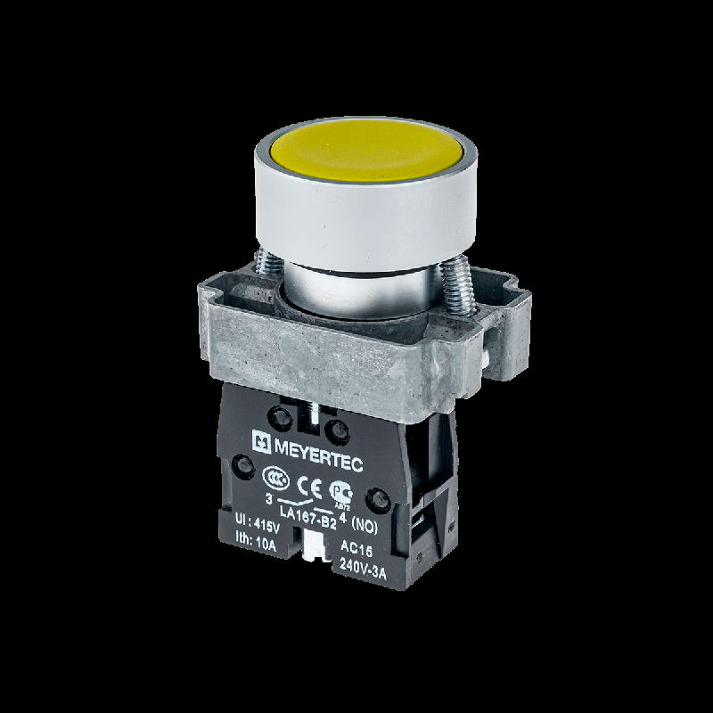 кнопка плоская желт. 1no мет. mtb2-baz115 овен 58151 от BTSprom.by