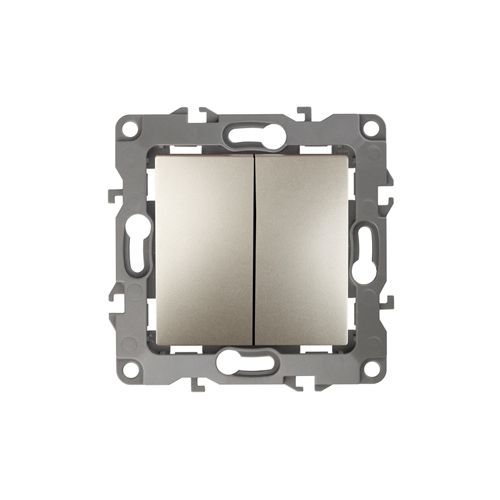  Выключатель 2-кл. СП Эра12 12-1104-04 10А IP20 250В 10AX механизм шампань Эра Б0014648 фото в каталоге от BTSprom.by